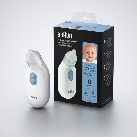 Braun Nasensauger BNA 100 – elektrisch, Akku – abnehmbare, spülmaschinenfeste Spitzen – weiss