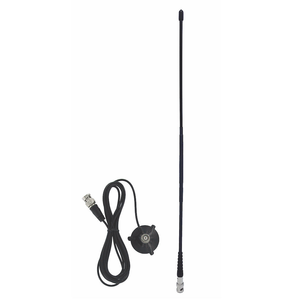 Albrecht Maxiscan 6158.S1 – Antenne (Set), 25–1300 MHz, BNC-Stecker, Magnetfuss, 450 mm, Schwarz