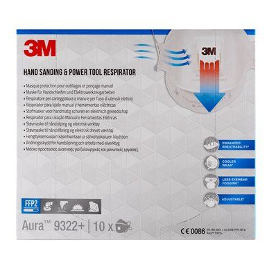 3M Halbmaske 9322+ FFP2 für Hand- und Maschinenschleifen Weiss – 10 Stück