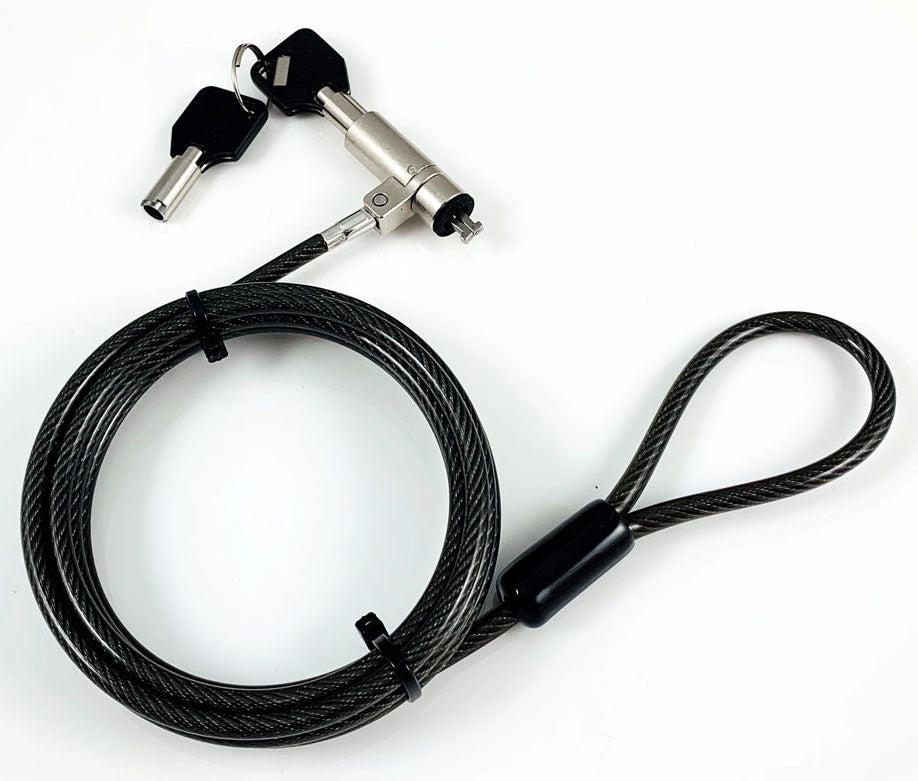 eSTUFF Kabelschloss für Nano Slot, Ø4,5 mm × 190 cm – schnittfest, abschliessbar – Schwarz