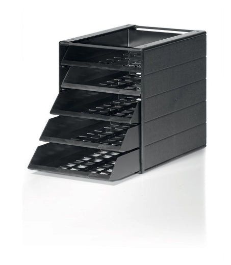 Durable IDEALBOX BASIC 5 eco Schubladenelement – 5 Schubladen, für C4, schwarz, B 250 × H 332 × T 322 mm