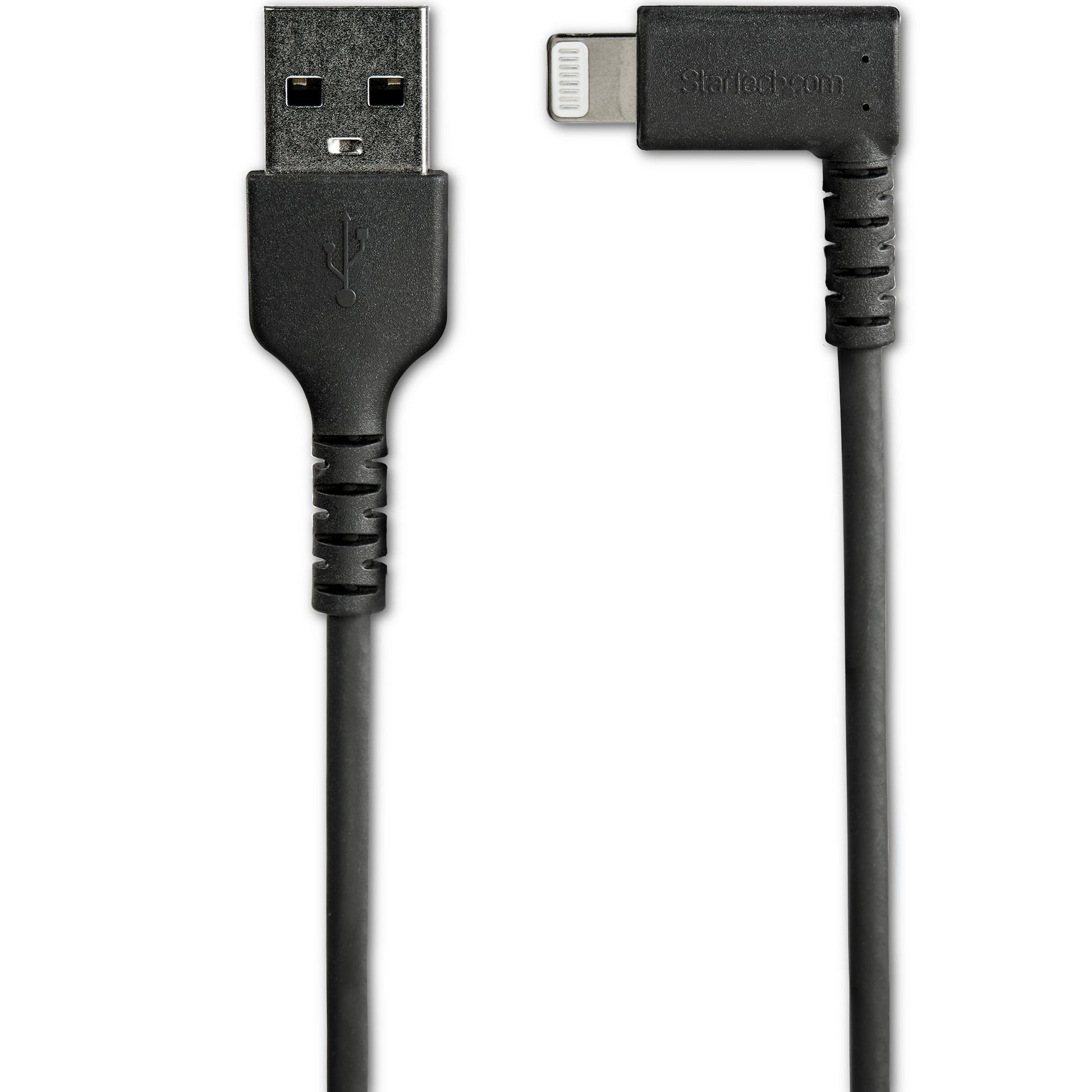 StarTech.com Kabel – USB-A auf Lightning 1 m, MFi zertifiziert, abgewinkelt, Schwarz – für iPhone/iPad
