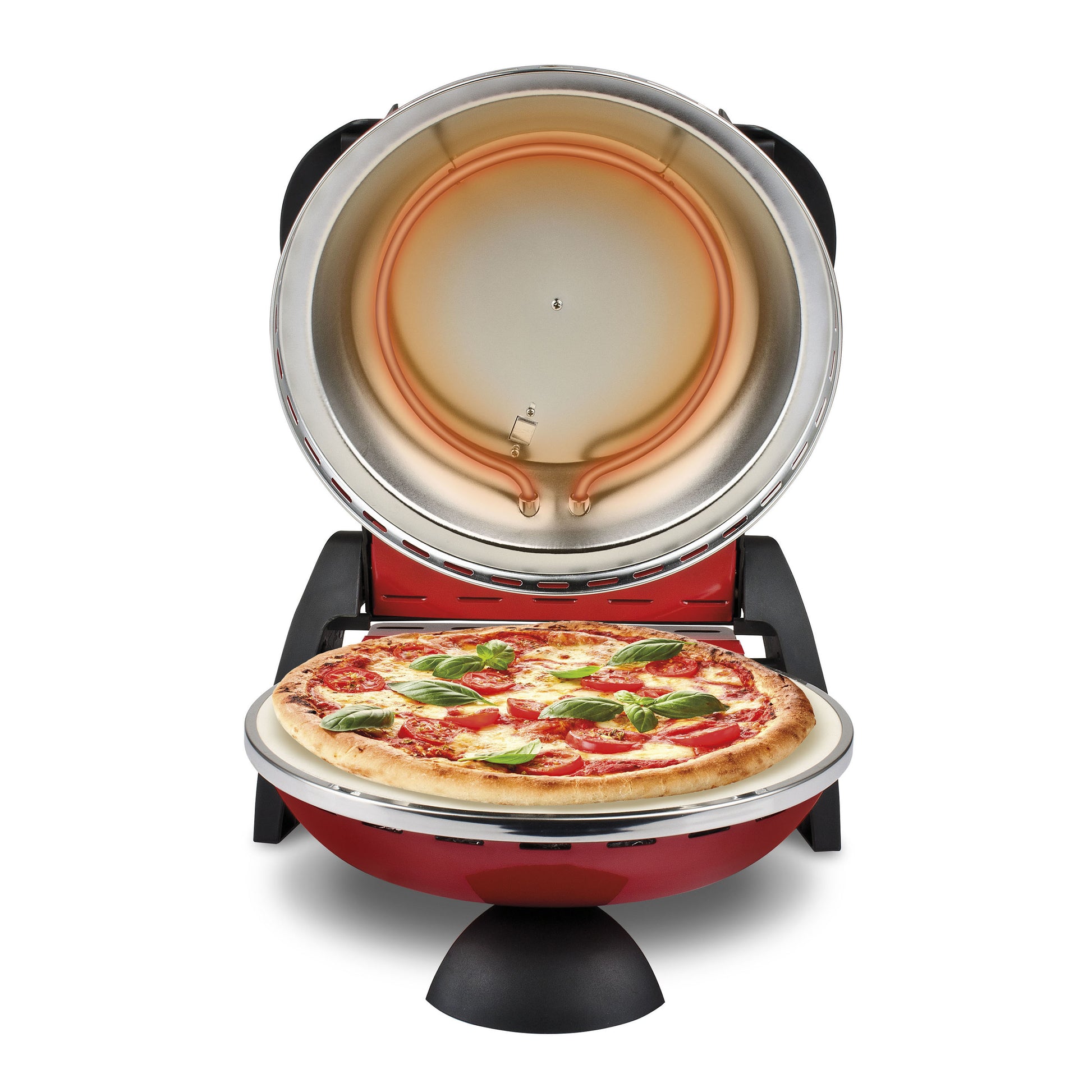 G3 Ferrari Pizzaofen Delizia G1000602 – 1 Pizza, Ø 31 cm, 1200 W – rot/edelstahl