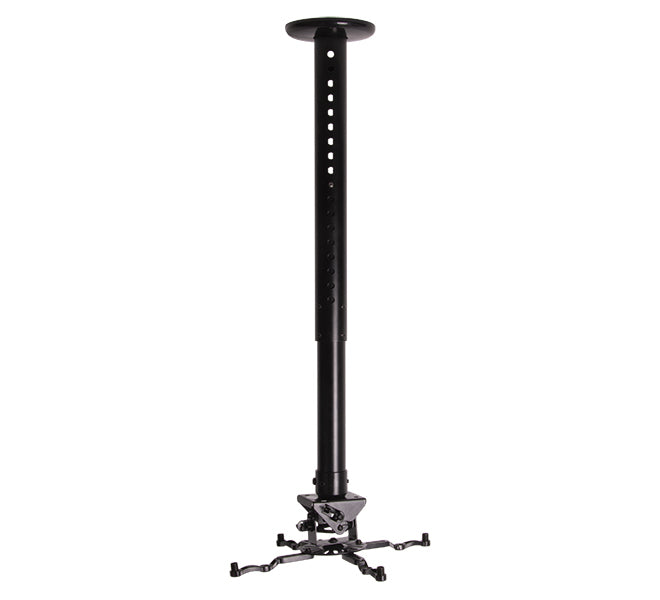 B-Tech BT899-AD – Beamer-Deckenhalterung, H 74,3–114,3 cm, 25 kg, schwenk-/neigbar, 360°, schwarz