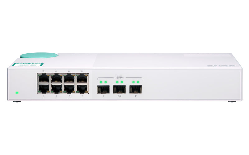 QNAP QSW-308S – Unmanaged Switch – 8× 1G, 3× SFP+, Desktop