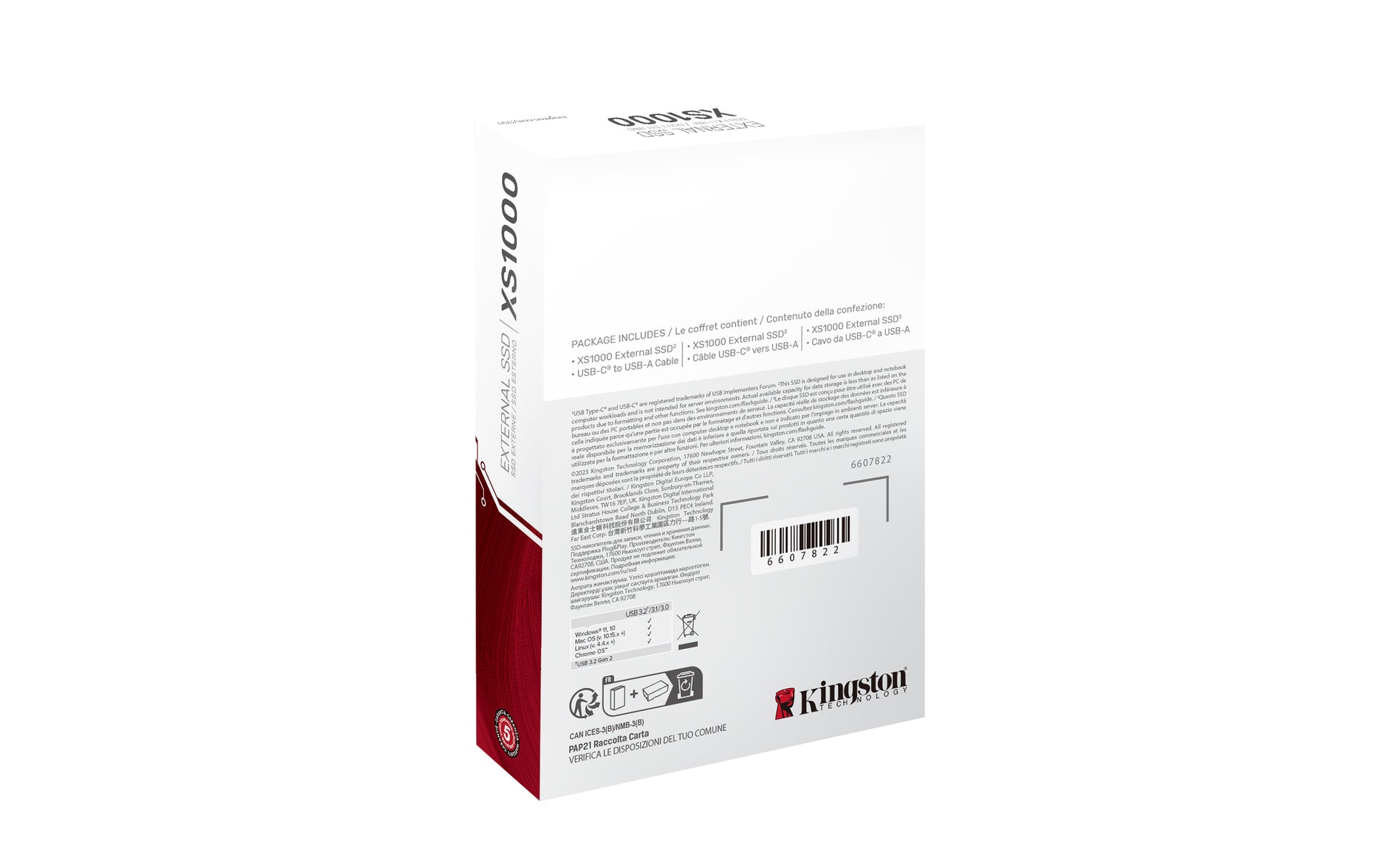 Kingston Technology Kingston XS1000 (SXS1000) – 1 TB Externes SSD, USB-C 3.2 Gen 2, 1'050 MB/s