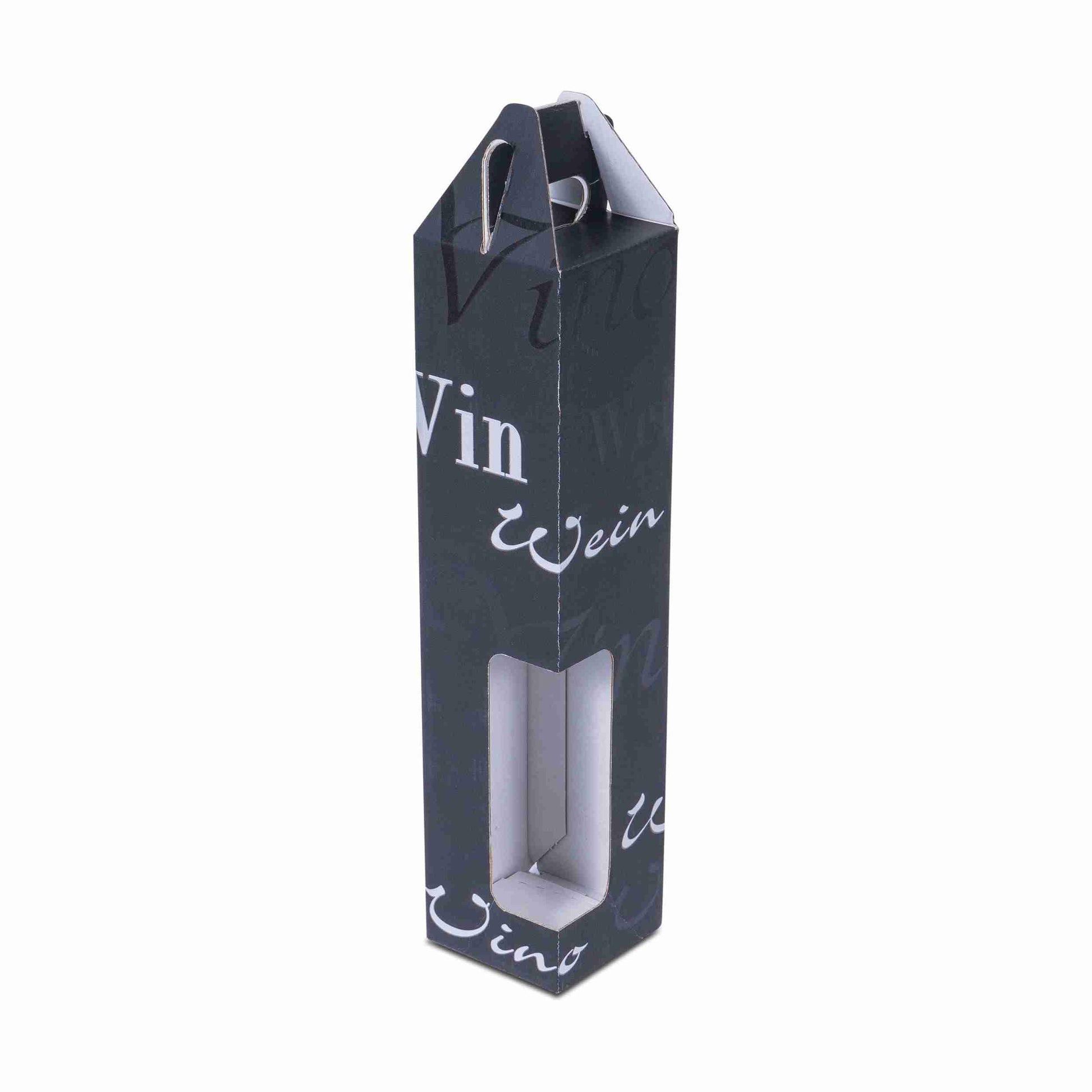 Model Geschenkbox Scripto schwarz – 82 × 362 × 82 mm – für 1 Flasche – 1 Stück