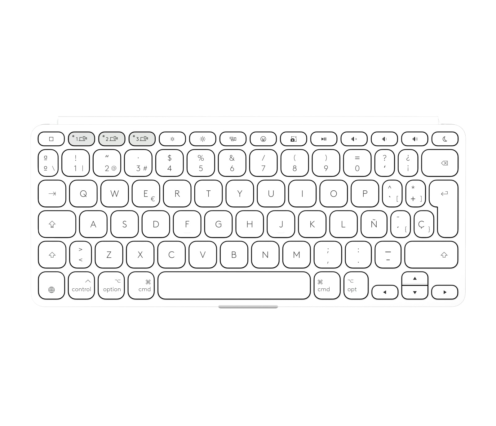 Logitech Keys-to-go 2 – Mini Tastatur – Schere – Bluetooth – QWERTY (ES) – Ohne Ziffernblock – Grau