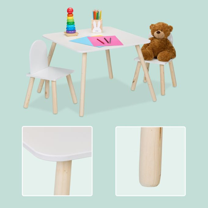 Relaxdays 3-teiliges Bistro-Set mit 2 Stühlen – MDF, Holz – Tisch 60 × 60 × 45 cm – für den Innenbereich