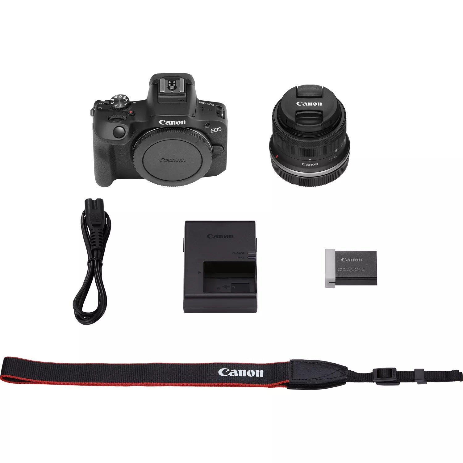 Canon EOS R100 Kit RF-S 18–45mm f/4,5–6,3 IS STM – APS-C, 24,1 MP, 4K, schwarz