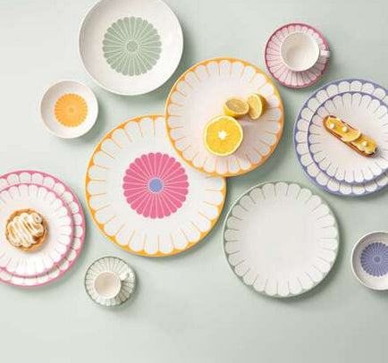 Villeroy & Boch Fleur Soleil Speiseteller – Porzellan, Gelb, Rund, 6 Stück