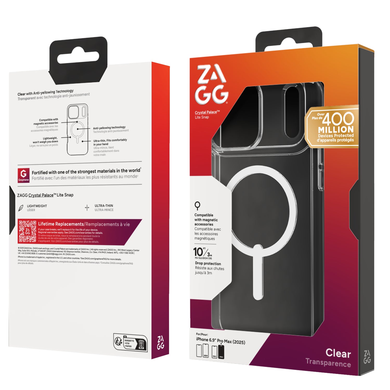 ZAGG Crystal Palace Lite Snap – Backcover – für Apple iPhone 17, Graphen, Transparent, bis 3 m Sturzsicher
