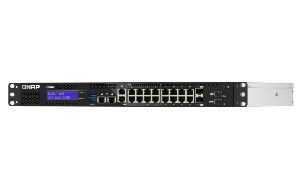 QNAP QGD-1602-C3758-16G – Verwalteter L2 Switch – 8× 2,5G, 8× 1G, 2× SFP+, 19", 1U