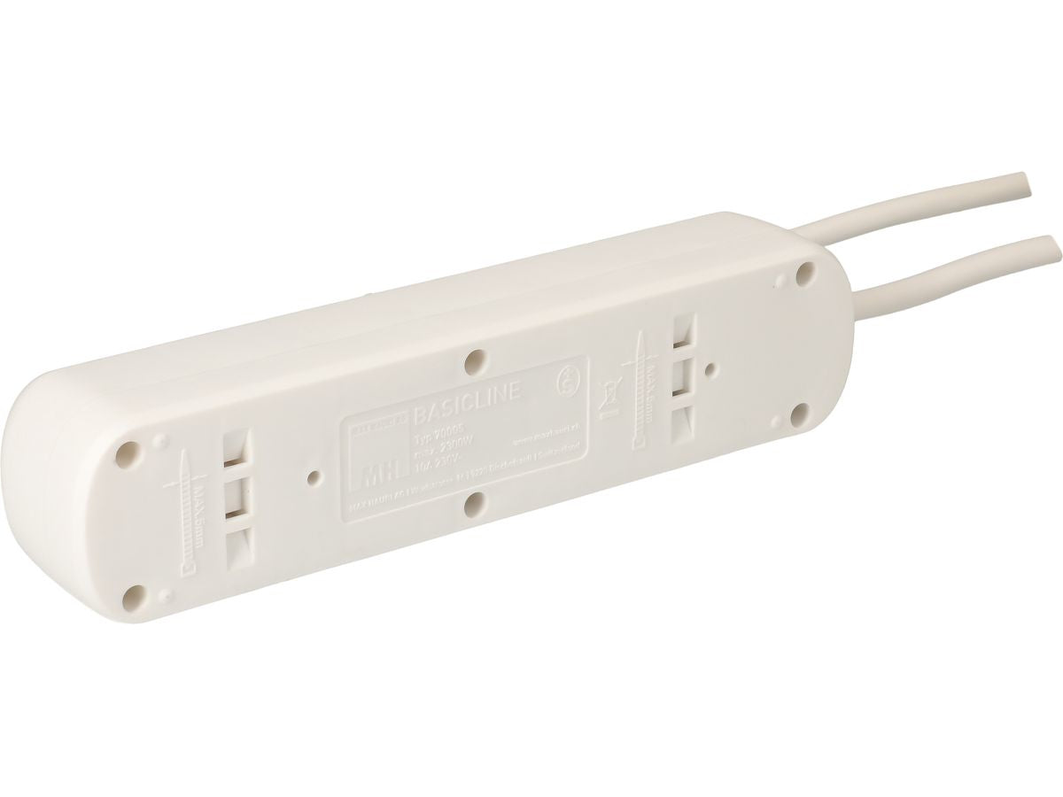 Max Hauri AG Max Hauri Basic Line Steckdosenleiste – 5× T13, 5 m, mit Schalter, Weiss