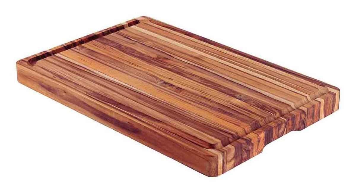 Tramontina Schneidebrett 60 × 40 × 4,5 cm, Teakholz, mit Saftrille, mit Griffen
