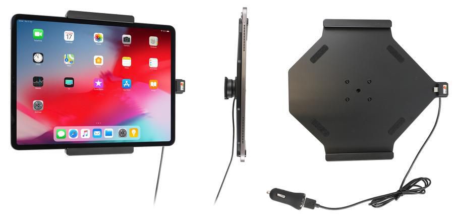 Brodit Fahrzeug-Dock für Apple iPad Pro 12,9" (3.–5. Gen.) – mit Ladegerät (Zigarettenanzünder) – Schwarz