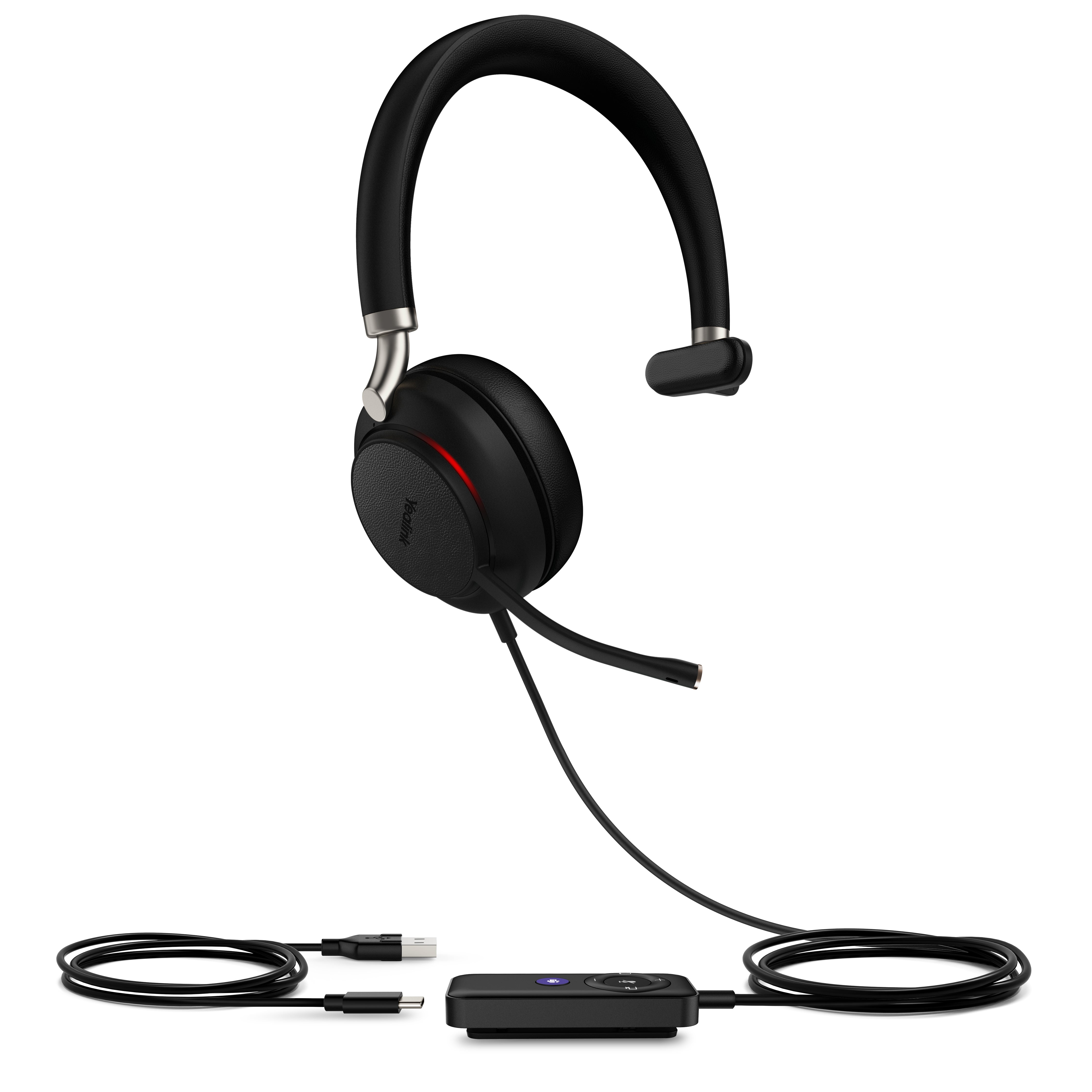 Yealink UH38 Mono UC – Mono Headset – USB‑A, ANC, In-Line-Bedienelemente – Schwarz, Teams-kompatibel