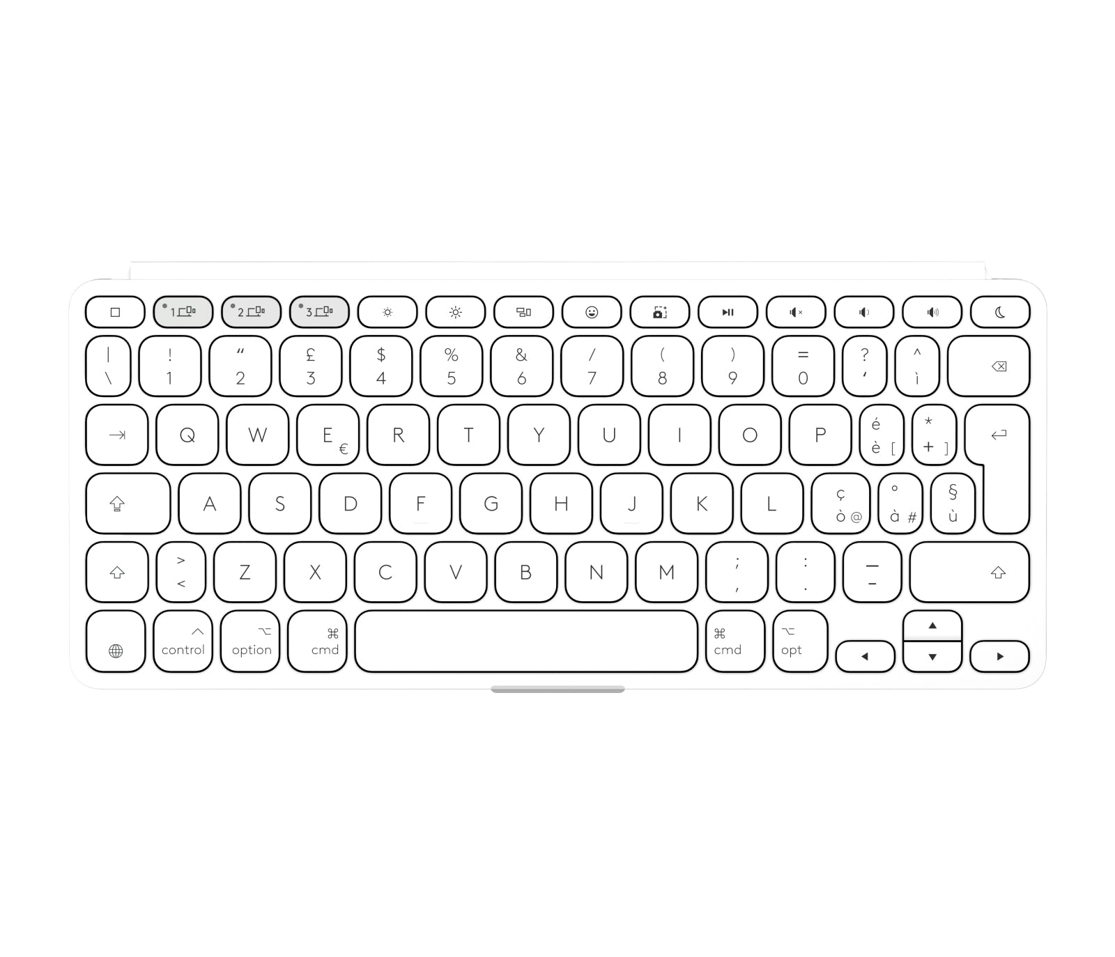 Logitech Keys-To-Go 2 – Mini Tastatur – Schere – Bluetooth 5.0 – QWERTY (IT) – Ohne Ziffernblock – Weiss