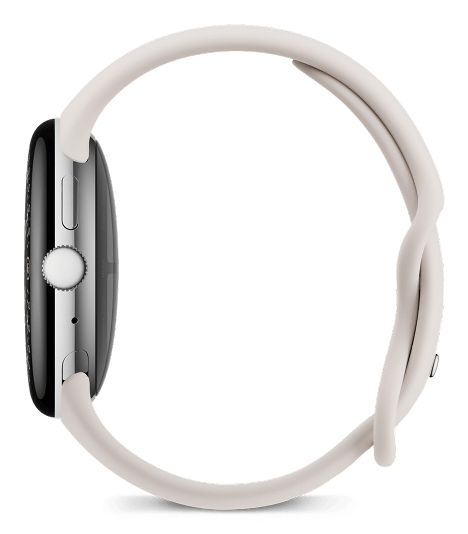 Google Pixel Watch 4 45 mm GPS – Aluminium Silber, Sportarmband, Beige, S/L, 50 m, für Android