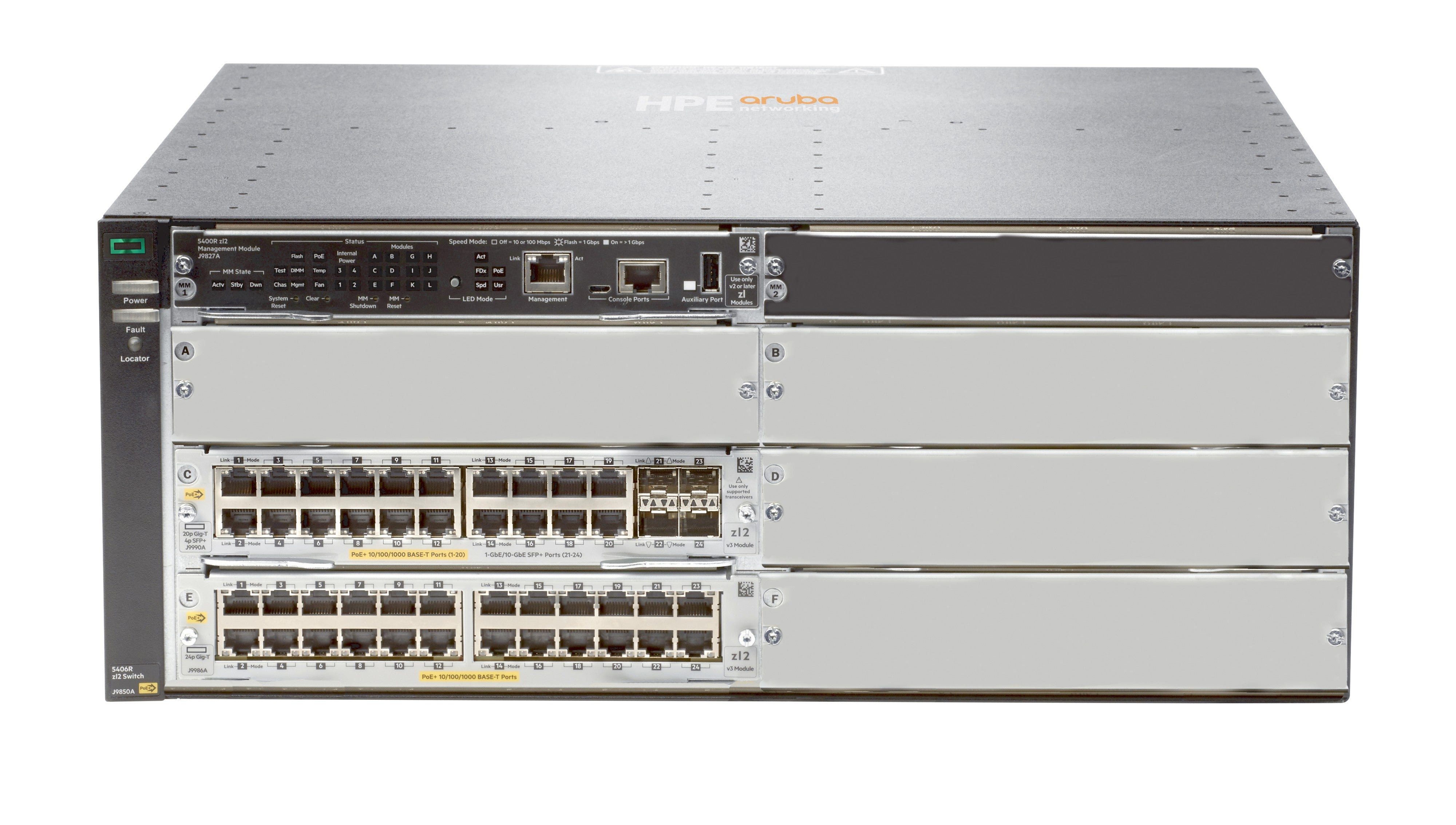 HPE 5406R JL003A – Managed Switch – 44×GbE, 4×SFP+, L3, PoE+, 4U