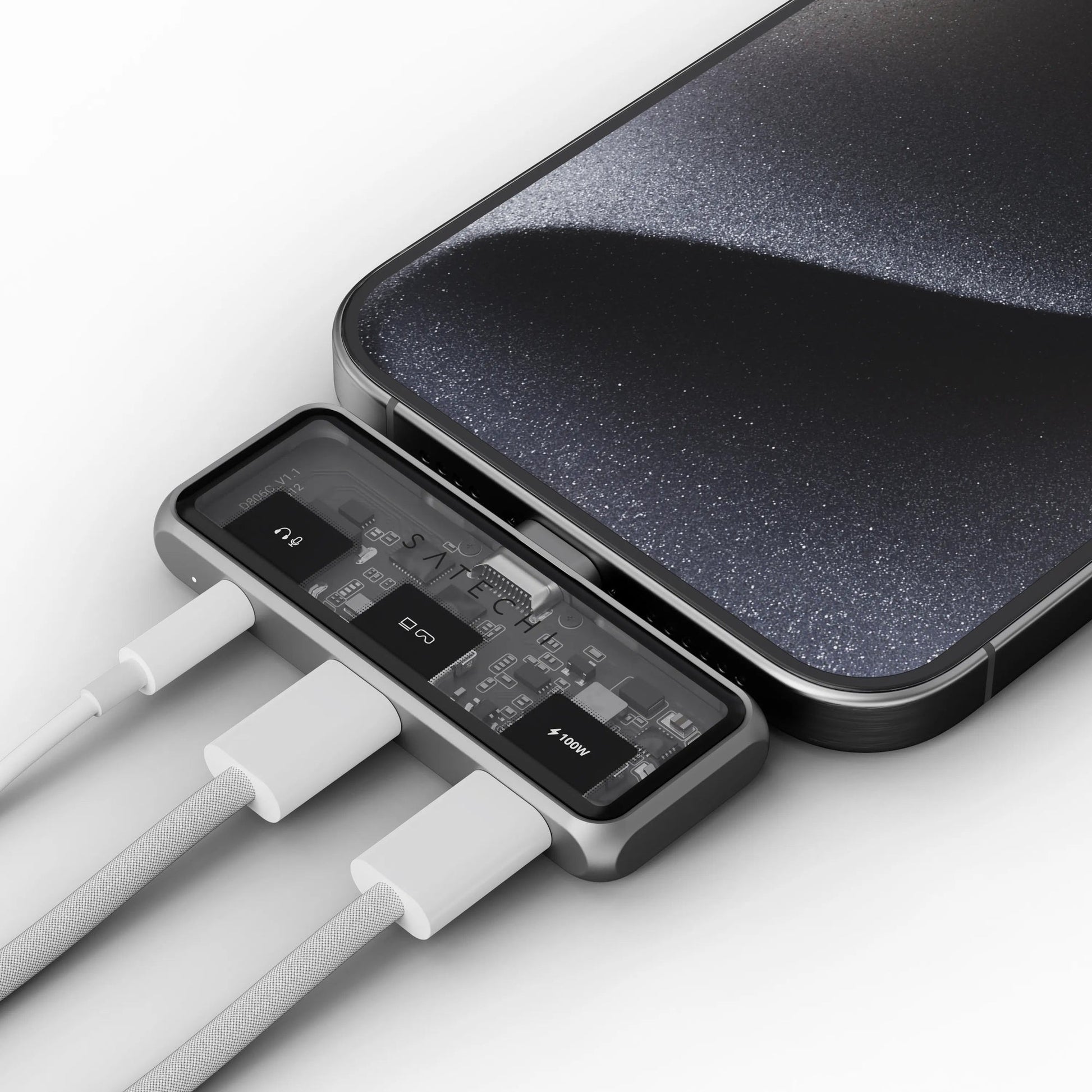 Satechi Multiport-Adapter – USB-C (3× Type-C), 100 W PD, 3,5 mm Audio, für Windows/Mac/ChromeOS