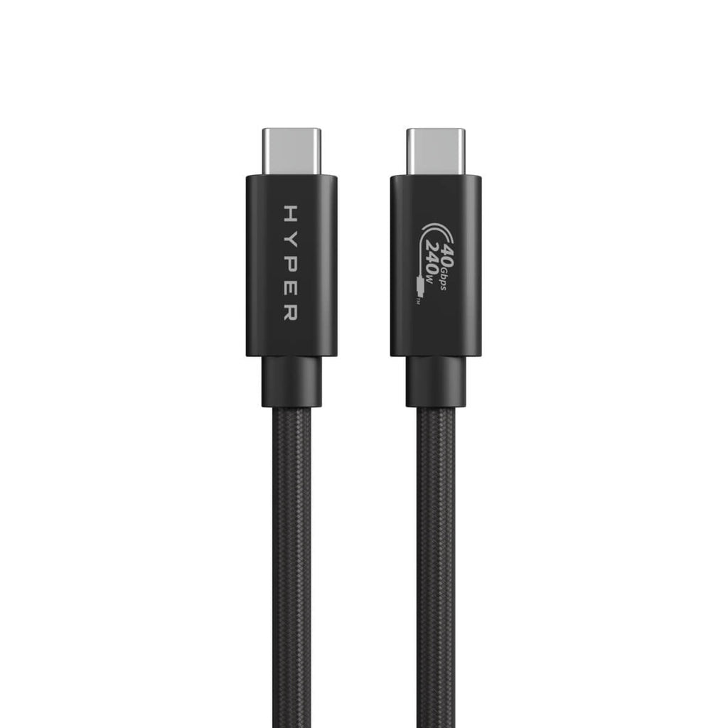 HYPER USB-C auf USB-C Kabel – USB4 40 Gbit/s – 1,2 m – PD 240 W – Geflochten – Schwarz