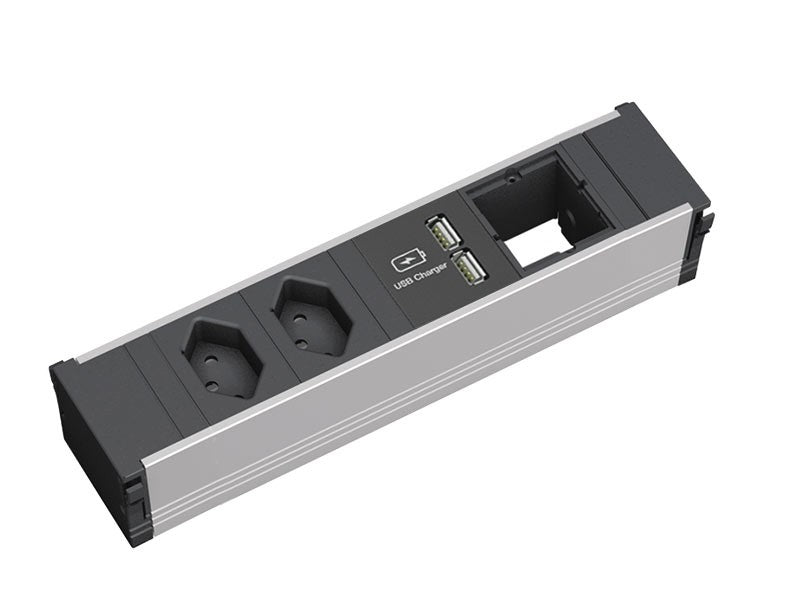 Bachmann CONI Steckdoseneinheit – 2×T13, USB-Ladeanschluss, Einbau