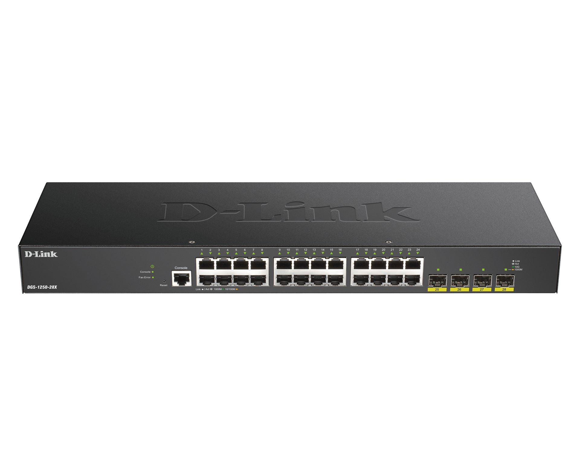 D-Link DGS-1250-28X – Managed Switch – 24×GbE, 4×SFP+, L3, 19" Rack, 1U
