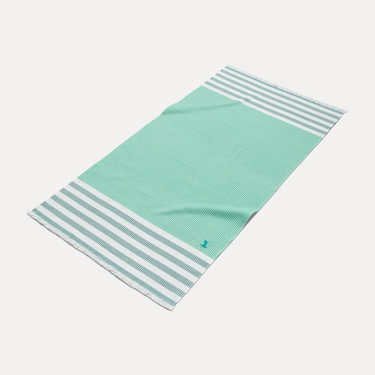 MÖVE Strandtuch Summer Daylight – 90 × 180 cm, Grün/Weiss, Baumwolle, 270 g/m²