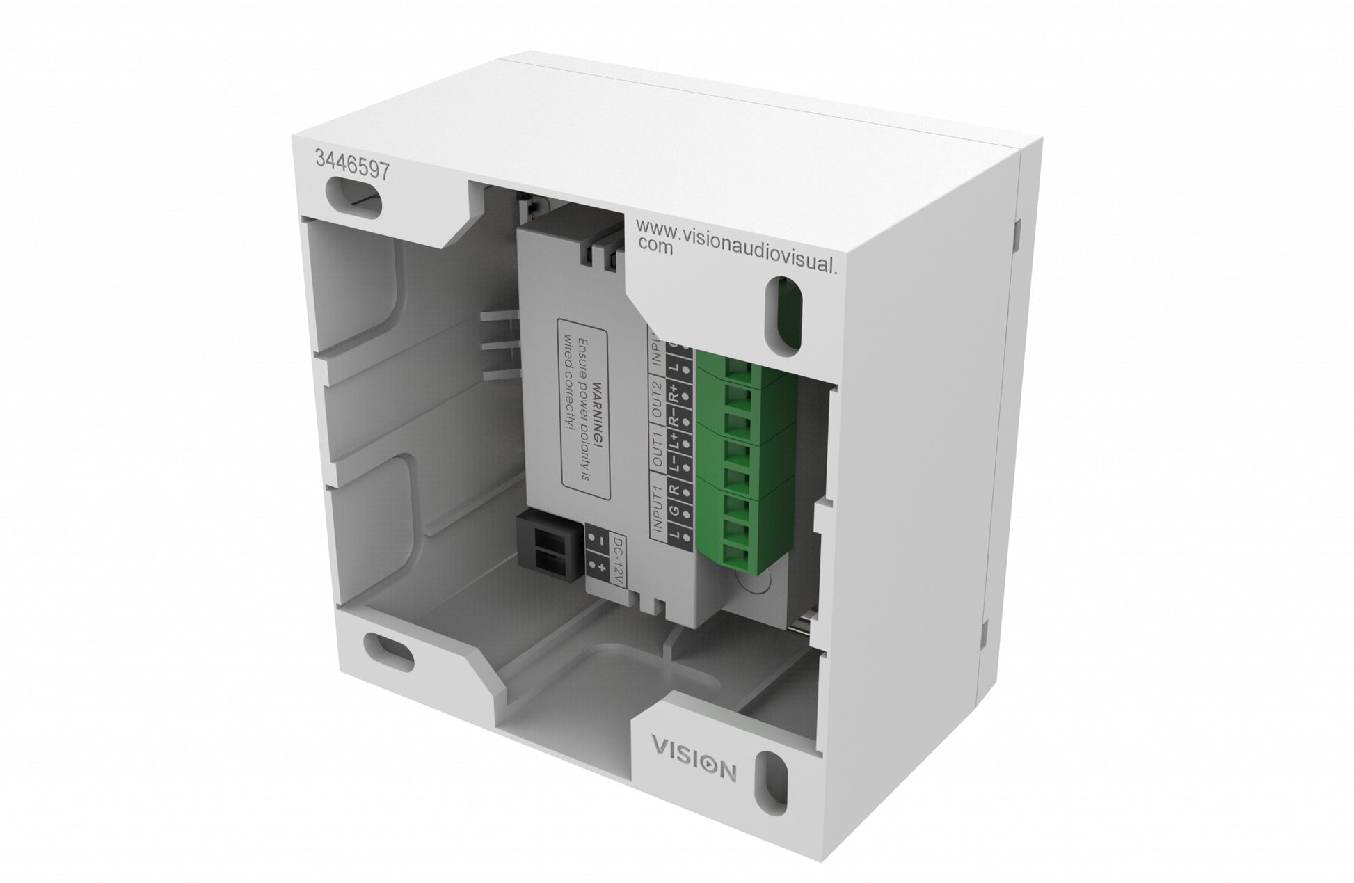 Vision TC3 – Stereo-Vollverstärker, 2×25 W (8 Ω), L/R Ein/Aus, DC 12 V, Weiss