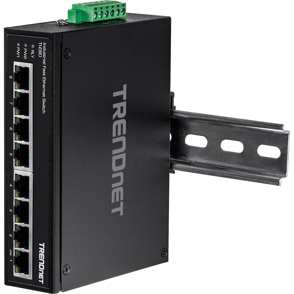TRENDnet TI-E80 – Unmanaged Switch – 8× Fast Ethernet (10/100), DIN-Rail, IP30
