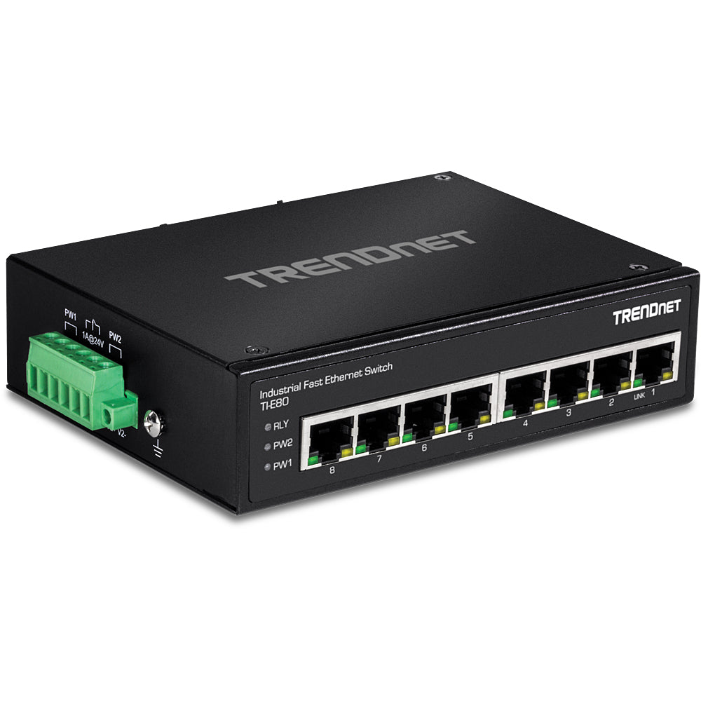 TRENDnet TI-E80 – Unmanaged Switch – 8× Fast Ethernet (10/100), DIN-Rail, IP30