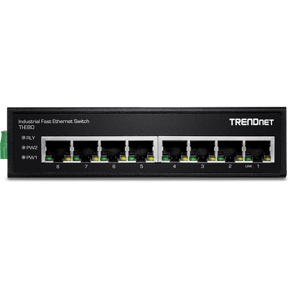 TRENDnet TI-E80 – Unmanaged Switch – 8× Fast Ethernet (10/100), DIN-Rail, IP30