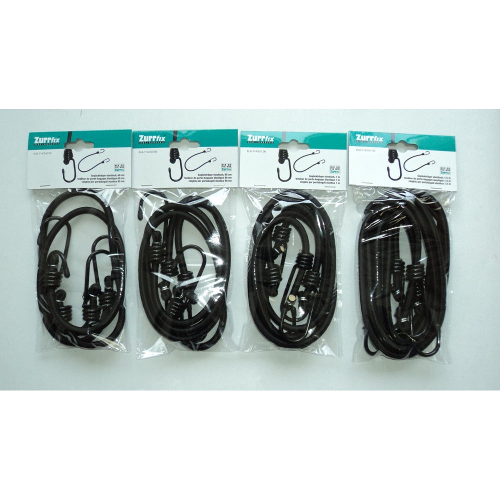 Zurrfix Gummiseil Ø 8 mm × 1,5 m, Gummi, schwarz, mit Drahthaken, 2 Stk.