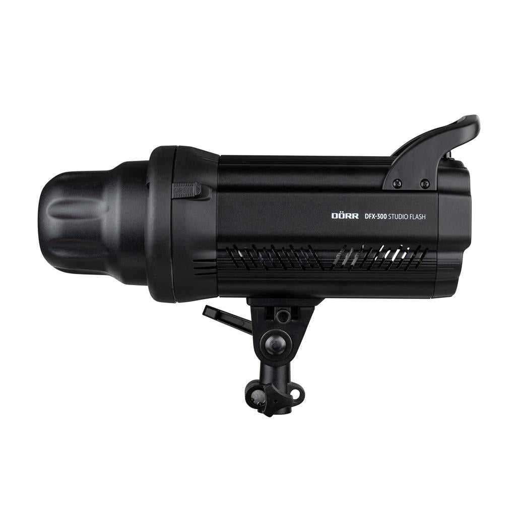 Dörr DFX-300 Studioblitz – 300 Ws, 150 W Lampe, 5500 K, 0,1–0,7 s Blitzfolgezeit, dimmbar – Schwarz