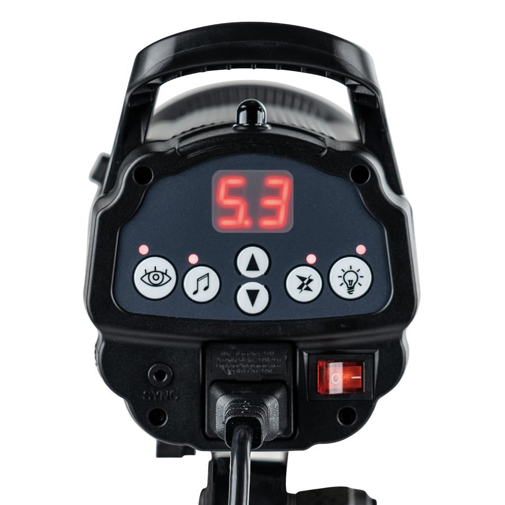 Dörr DFX-300 Studioblitz – 300 Ws, 150 W Lampe, 5500 K, 0,1–0,7 s Blitzfolgezeit, dimmbar – Schwarz