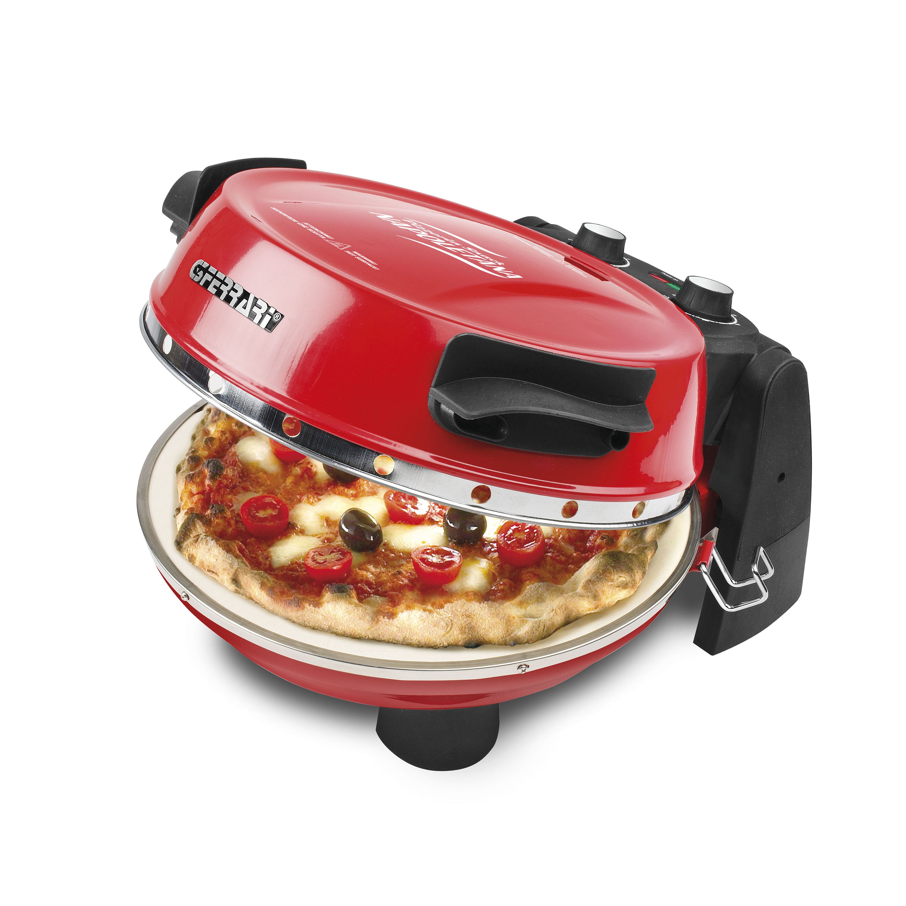 G3 Ferrari Pizzaofen Napoletana G1003202 – 1 Pizza, Ø 31 cm, 1200 W – schwarz/rot