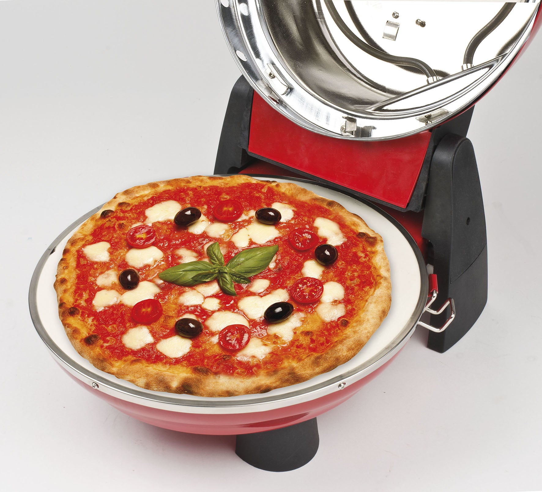 G3 Ferrari Pizzaofen Napoletana G1003202 – 1 Pizza, Ø 31 cm, 1200 W – schwarz/rot