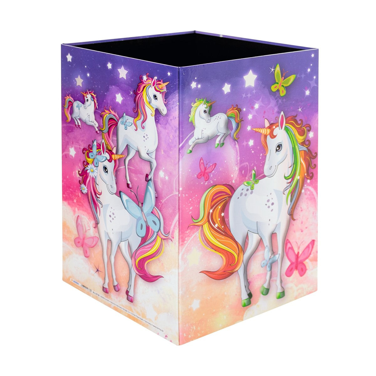 HERMA Papierkorb Einhorn – 15 l – Karton, mehrfarbig – B × H × T 220 × 315 × 220 mm