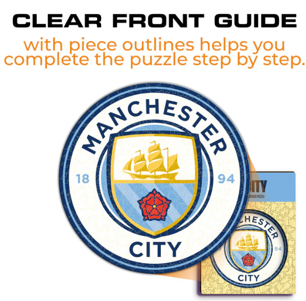 Iconic Puzzles Puzzle Man City FC Logo – 270 Teile – 37,5 × 37,5 cm – ab 10 J. – Holz, mehrfarbig – FSC