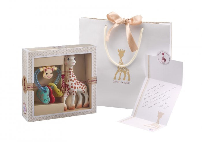 Sophie la girafe Plüschtier – mit Rassel – 22,5×21,5×6 cm – 1 Stück – ab 0 J. – Kautschuk – mehrfarbig