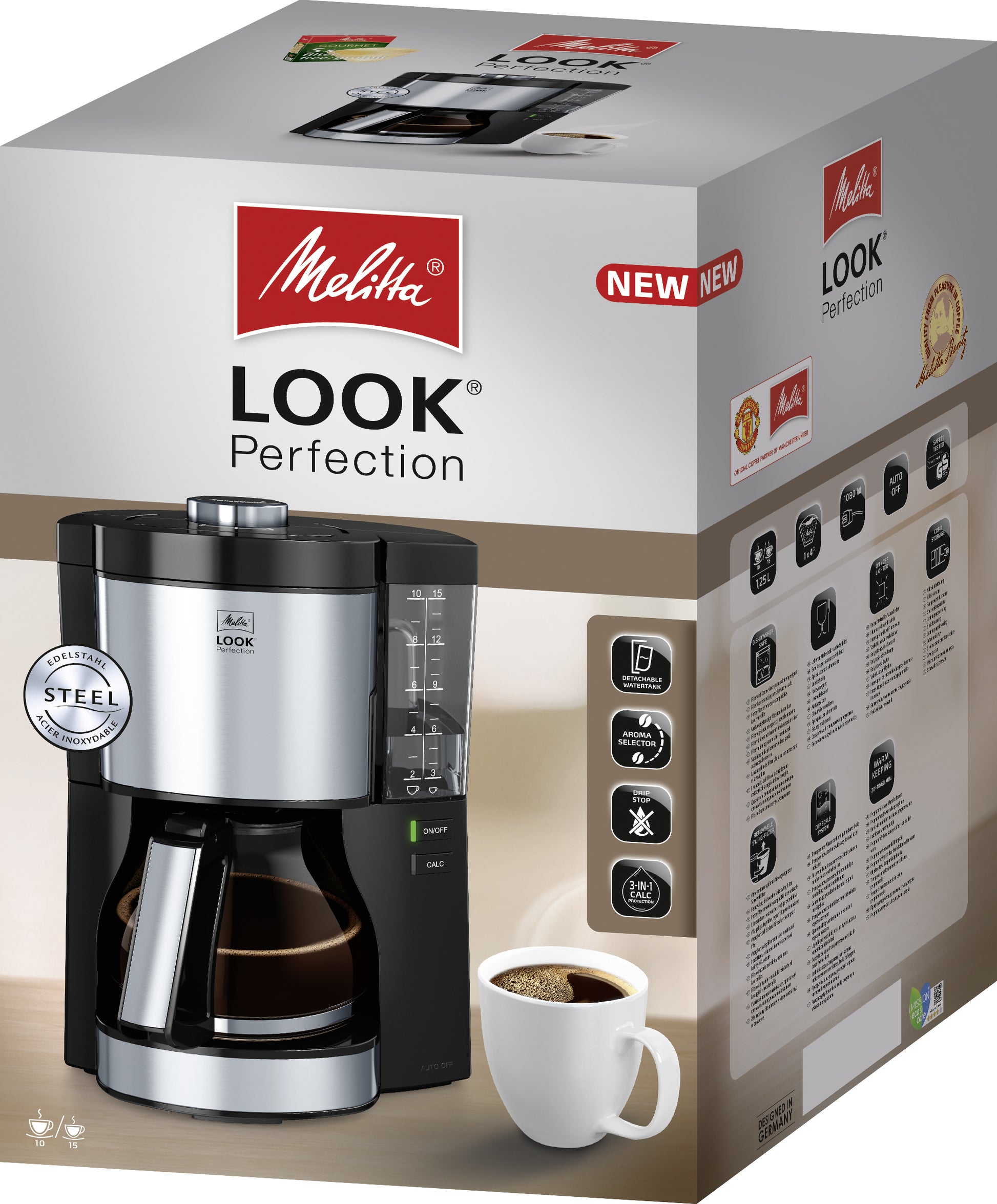Melitta Look Perfection Filterkaffeemaschine – 10 Tassen, 1,25 l, Schwarz