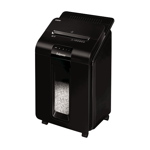 Fellowes AutoMax 100M – Aktenvernichter mit Autofeed 100 Blatt, DIN P-4, Mikroschnitt 4 × 10 mm, 23 l, A4