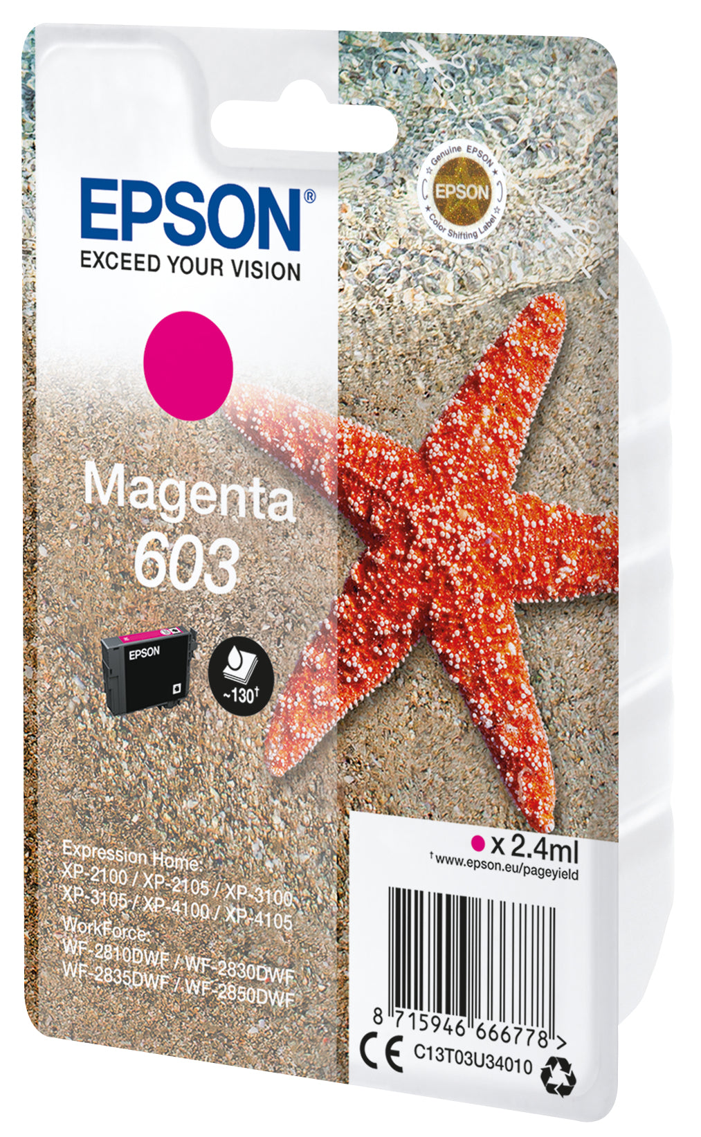 Epson 603 Magenta Tintenpatrone (Original) – 130 Seiten – für Expression Home/WorkForce