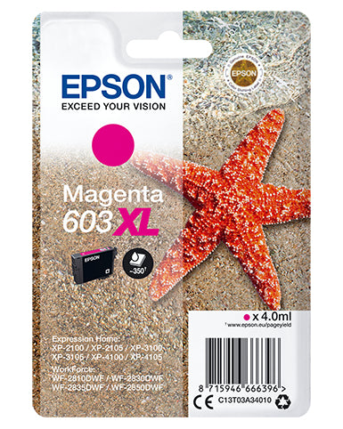 Epson 603XL Magenta Tintenpatrone (Original) – 350 Seiten – für Expression Home XP-2100/XP-3100/XP-4100