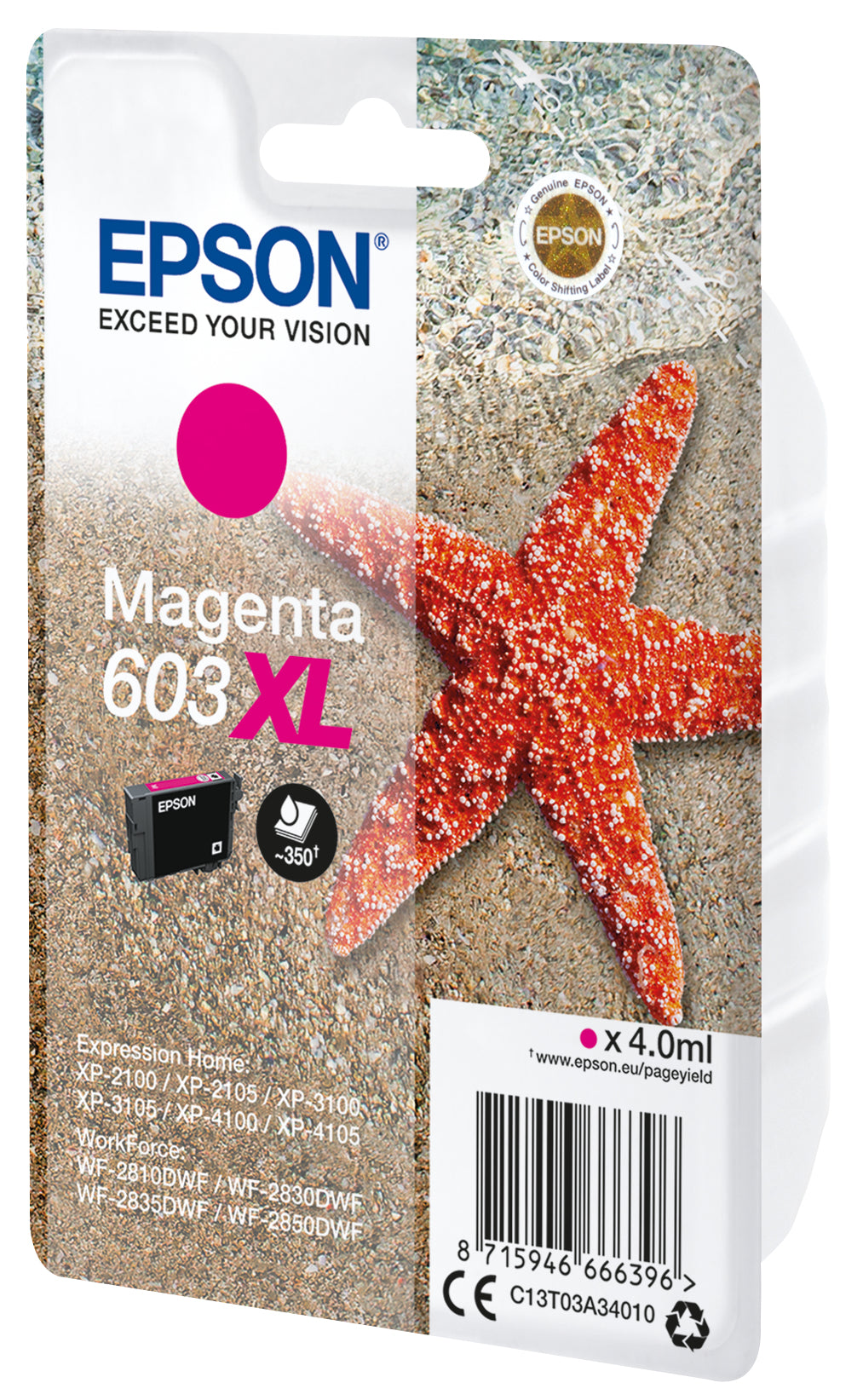 Epson 603XL Magenta Tintenpatrone (Original) – 4 ml – für Expression Home XP-2100/3100, WorkForce WF-2850/2830