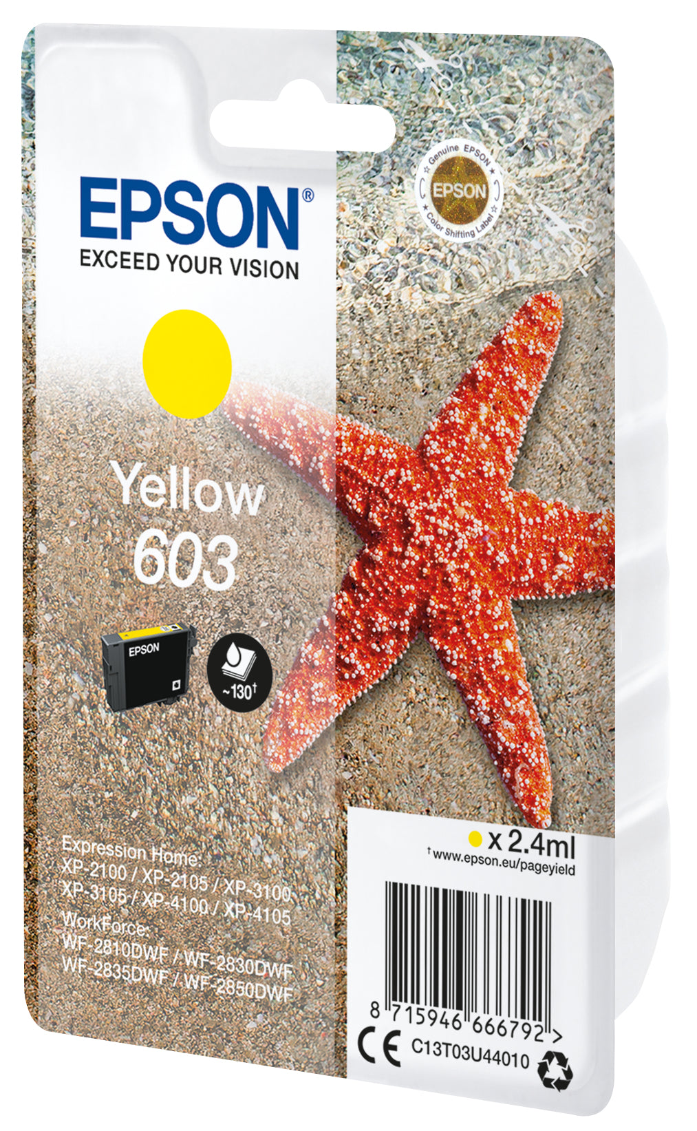 Epson 603 Gelbe Tintenpatrone (Original) – 130 Seiten – für XP-2100/3100/4100