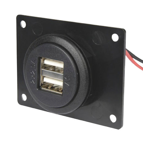 Südo Steckdosenleiste mit USB 12/24 V 5 A – USB-A×2, Steckdosen×2 – schwarz