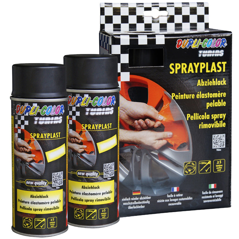 Dupli-Color Sprayplast Farbspray – Schwarz, glänzend – 2er-Pack 2×400 ml (800 ml) – für Metall