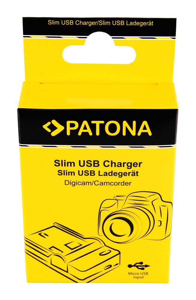 PATONA Micro-USB-Ladegerät – 46 × 85 × 23 mm, 8,4 V, 0,5 A, schwarz – für Canon EOS 750D, 760D, 8000D und andere